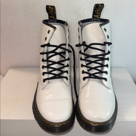 Dr. Martens White Patent Leather Boots size 8 or men’s 7 - Picture 1 of 8